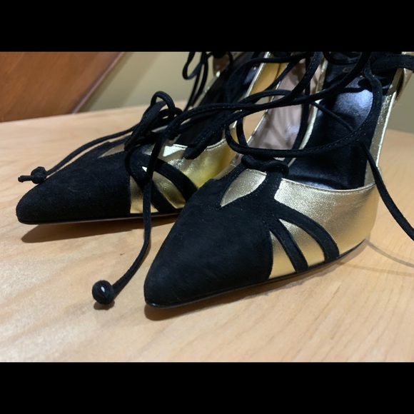 Laced Up OYSBY London Heels - Velvet and Italian Leather (NWOT) - Picture 5 of 13